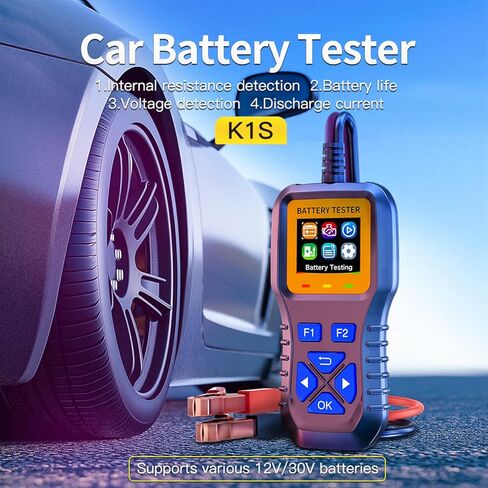 Battery Tester, Car Battery Tester K1S, Battery Load Tester 12V-30V Lead-Acid Battery Digital Automotive Battery Analyzer Can test automotive, electric vehicle, and motorcycle batteries in Kuwait