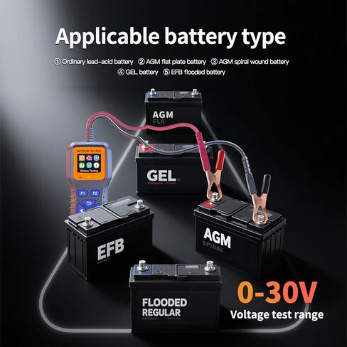 Battery Tester, Car Battery Tester K1S, Battery Load Tester 12V-30V Lead-Acid Battery Digital Automotive Battery Analyzer Can test automotive, electric vehicle, and motorcycle batteries in Kuwait