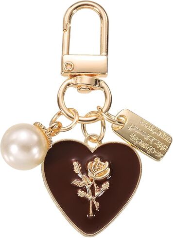 uxcell Heart Keychain Charm for Women, Metal Cute Heart Tulips Pearl Purse Bag Charm Keychain Decor for Car Backpack in Saudi Arabia