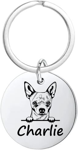 Chihuahua Gifts, Personalized Chihuahua Keychain, Custom Engraved Dog Keychain, Memorial Keepsake for Dog Mom and Dad in Kuwait