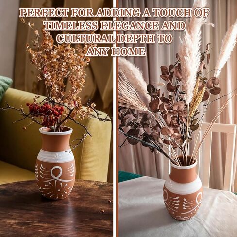 9.5 Inch Mexican Vase Clay for Cielito Lindo Party Handmade Mexican Flower Pot Terracotta Vase Centerpieces Hand Painted Mexicanos Talavera Pottery Cinco De Mayo Decor for Tables in Saudi Arabia