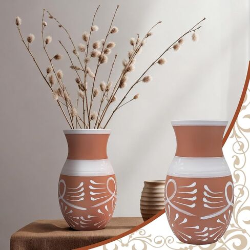 9.5 Inch Mexican Vase Clay for Cielito Lindo Party Handmade Mexican Flower Pot Terracotta Vase Centerpieces Hand Painted Mexicanos Talavera Pottery Cinco De Mayo Decor for Tables in Saudi Arabia