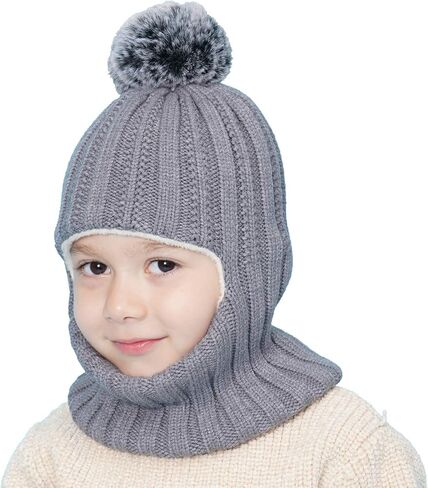 ZWA Baby Girls Boys Winter Hat Scarf Earflap Hood Scarves Toddler Kids Navy, 2-5T in Saudi Arabia