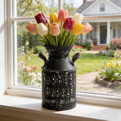 Vintage Rustic Floral Metal Pitcher Vase, 10.24" H Watering Can Decor with Butterfly & Bee Pattern, Farmhouse Centerpiece for Indoor & Covered Outdoor Home Garden Living Room Patio Wedding in Saudi Arabia