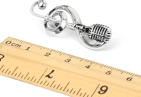 for Creative Microphone Brooch Music Note Pins Alloy Bag Clothes Lapel Pin Jewelry Decor for Women Men Boy Gold-Color Alloy in Kuwait