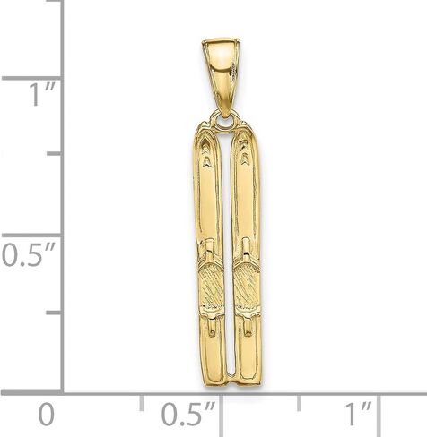 10k Yellow Gold Crossed Skis Pendant with Engraved Ski Design, Winter Sports Jewelry Charm for Men and Women in Saudi Arabia