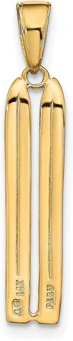 10k Yellow Gold Crossed Skis Pendant with Engraved Ski Design, Winter Sports Jewelry Charm for Men and Women in Saudi Arabia
