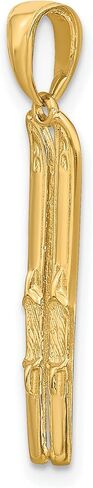 10k Yellow Gold Crossed Skis Pendant with Engraved Ski Design, Winter Sports Jewelry Charm for Men and Women in Saudi Arabia