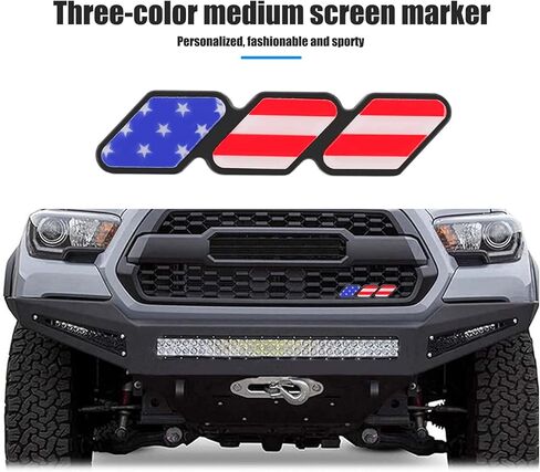 Pack-1 Tri-Color Grille Decor Badge, Car Decoration Accessories for 4Runner Tacoma Tundra & Other Mesh or Slotted Grille (American Flag Red) in Saudi Arabia