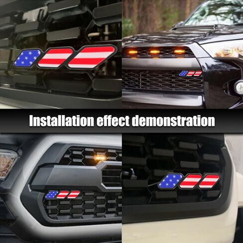 Pack-1 Tri-Color Grille Decor Badge, Car Decoration Accessories for 4Runner Tacoma Tundra & Other Mesh or Slotted Grille (American Flag Red) in Saudi Arabia