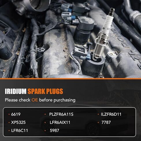 6 Pack Iridium Spark Plugs 6619 LFR6AIX-11 Fit for 2007-2017 Toyota Camry 4Runner Tacoma RAV4 Highlander Tundra Avalon FJ Cruiser Sienna Subaru Outback Legacy Lexus ES350 3.0 3.5 3.6 4.0 V6 in Saudi Arabia