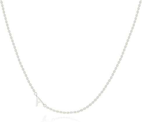 قلادة فضية للنساء، قلادة حرف جانبية أنيقة من الفضة الاسترليني قلادة أولية لطيفة اسم قلادة شخصية بسيطة قلادات فضية للنساء هدايا مجوهرات عصرية in Kuwait