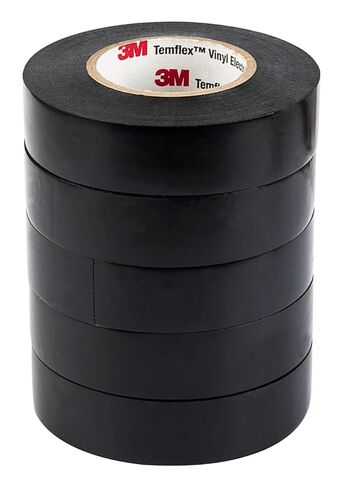 3M Temflex Vinyl Electrical Tape, 1700, 3/4 in x 60 ft, Black 1.5core (3-Roll) in Kuwait