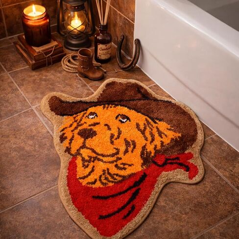 Percozzi Cat Rug Funny Cute Bath Mat Non Slip Washable Floor Mat with Western Cat Design Soft Tufted Plush Doormat for Bathroom Bedroom Room Decor Outdoor Indoor Gift for Cat Lovers Pet Owner in Saudi Arabia