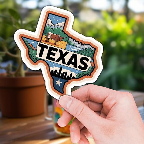Texas Sticker 8 Pcs (Large Size) Vinyl Stickers Laptop Waterproof Decal for Car Bumper Water Bottle Notebook Luggage Window Party Birthday Decorations - Size 4 Inches in Kuwait