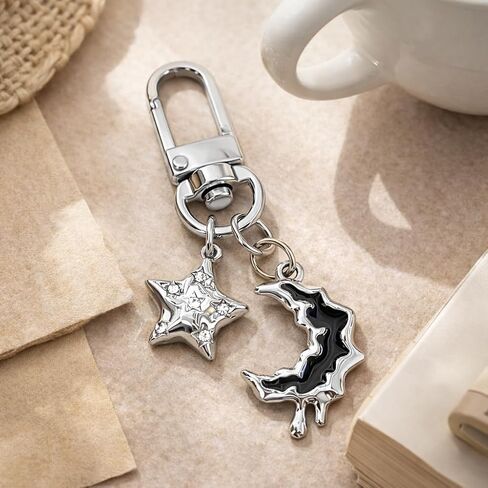 Moon Keychain – Star Keychains Bag Charm for Women with Rhinestone Decoration, Cute Key Chains Car Keys Gifts for Moon Lovers, Girls, Firends, Teenages, Students in Kuwait