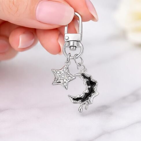 Moon Keychain – Star Keychains Bag Charm for Women with Rhinestone Decoration, Cute Key Chains Car Keys Gifts for Moon Lovers, Girls, Firends, Teenages, Students in Kuwait