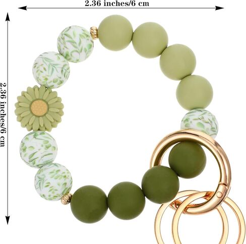 سيليكون مطرز سلسلة المفاتيح المعصم لطيف حلقة رئيسية سوار سلسلة المفاتيح المرنة السوار مع 2 مفاتيح حلقات مفاتيح السيارة سلسلة سلاسل المفاتيح حامل الإسورة للنساء (الأخضر) in Kuwait