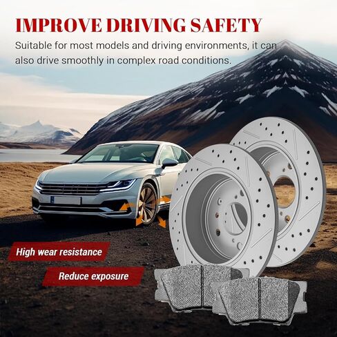 طقم دوارات مشقوقة أمامية وخلفية ومجموعة مكابح قرصية سيراميك لكزس Es350 2007-2012، لتويوتا أفالون 2008 2009 2010 2011 2012/ كامري 2007-2011 in Kuwait