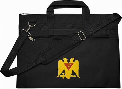 Masonic Scottish Rite 32 Degree Double Eagle Wings Down Black Tote Bag Gold Printed, Lightweight with Hand & Shoulder Carry in Kuwait
