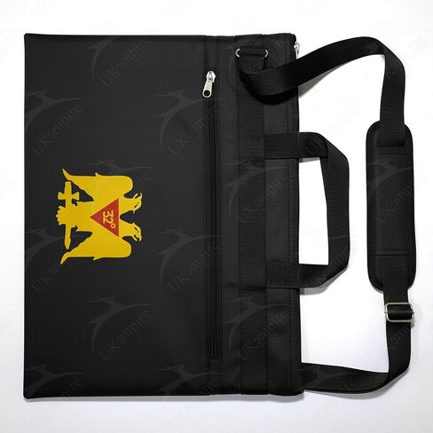 Masonic Scottish Rite 32 Degree Double Eagle Wings Down Black Tote Bag Gold Printed, Lightweight with Hand & Shoulder Carry in Kuwait