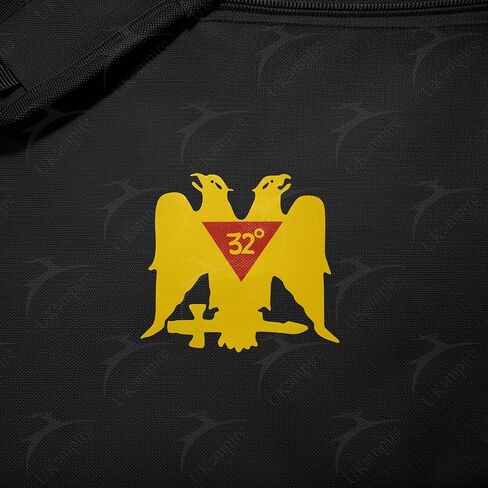 Masonic Scottish Rite 32 Degree Double Eagle Wings Down Black Tote Bag Gold Printed, Lightweight with Hand & Shoulder Carry in Kuwait