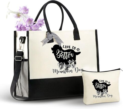 InnoBeta Bernese Mountain Dog Gifts Canvas Tote Bag, with Top Zipper Closure and Shoulder Strap for Birthday, Mother's Day, Christmas in Saudi Arabia