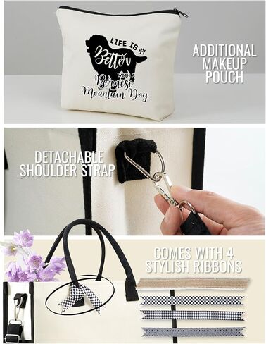 InnoBeta Bernese Mountain Dog Gifts Canvas Tote Bag, with Top Zipper Closure and Shoulder Strap for Birthday, Mother's Day, Christmas in Saudi Arabia