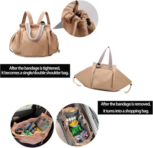 Multi-Pocket Tote Bag, Oxford Fabric Travel Handbag,15 Pockets, Convertible to Backpack 、Shoulder, for Daily Use and Moms in Saudi Arabia