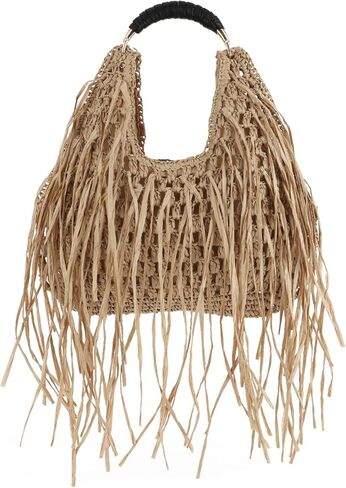 GOKTOW Straw Tassel Beach Bag for Women Lightweight Woven Tote Handbag Fringe Summer Clutch Purse Vacation Shoulder Bags in Saudi Arabia