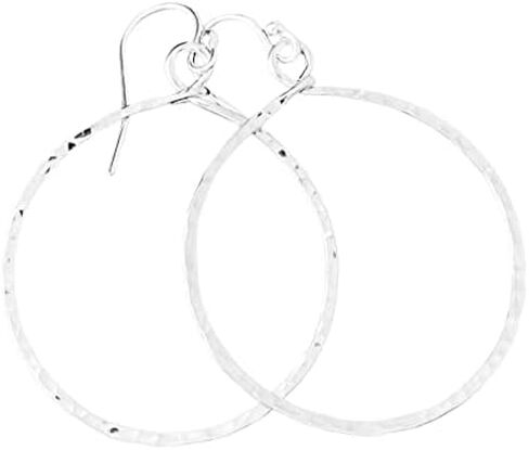 Hoop Earrings Hammered Large Sterling Silver in Kuwait