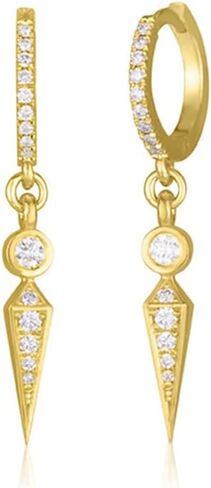 Fashion CZ Spike Charm Small Hoop Dangle Drop Earrings for Women Dainty Trendy Sterling Silver Post Crystal Geometric Cartilage Huggie Hoops Hypoallergenic Personalized Jewelry in Saudi Arabia