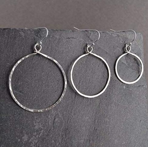 Hoop Earrings Hammered Large Sterling Silver in Kuwait