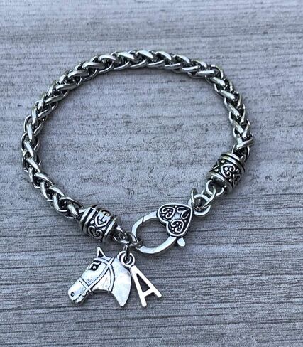Personalized Equestrian Bracelet with Letter Charm, Customized Horse Lovers Jewelry for Women, Cowgirl Jewelry, Gift For Her in Saudi Arabia