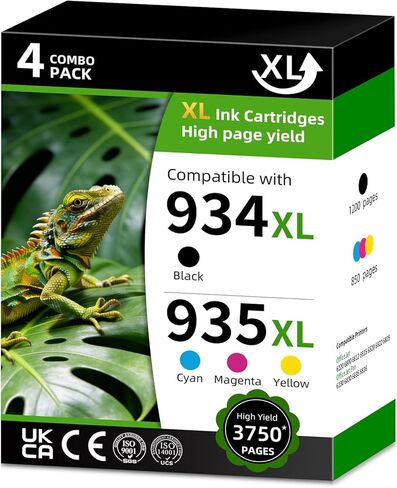 934XL/935XL High Yield INK Cartridge Replacement for HP934XL/935XL HP934/935 934/935 XL Combo Pack Compatible with HP OfficeJet 6220 6800 6812 6815 6820 6822 6825 ( Black Cyan Magenta Yellow 4 Pack) in Kuwait