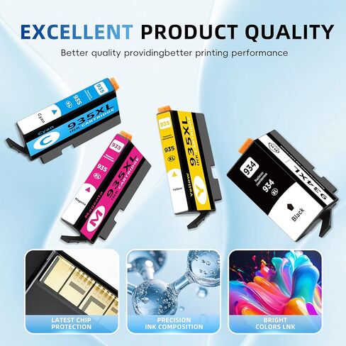 934XL/935XL High Yield INK Cartridge Replacement for HP934XL/935XL HP934/935 934/935 XL Combo Pack Compatible with HP OfficeJet 6220 6800 6812 6815 6820 6822 6825 ( Black Cyan Magenta Yellow 4 Pack) in Kuwait