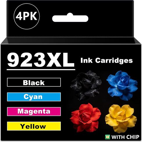 DOUBLE D 923e Ink Cartridges Compatible with 923 923e Ink Cartridge Combo 4-Pack for OfficeJet Pro 8122e 8139e 8138e 8125e 8120 8124 8132e 8134e 8130e 8135e(BK/C/M/Y) in Kuwait