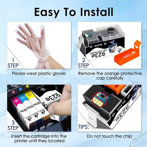 DOUBLE D 923e Ink Cartridges Compatible with 923 923e Ink Cartridge Combo 4-Pack for OfficeJet Pro 8122e 8139e 8138e 8125e 8120 8124 8132e 8134e 8130e 8135e(BK/C/M/Y) in Kuwait