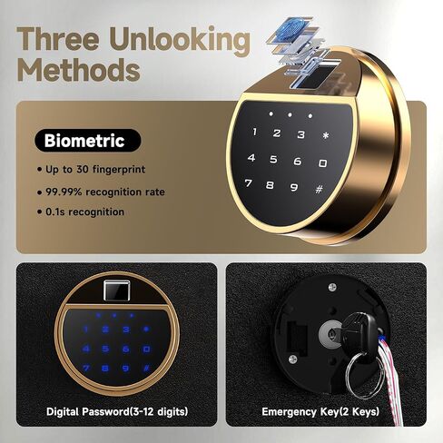 KAER 25 Biometric Gun Safe, Wider and Deeper Fingerprint Gun Safes for Rifle and Pistols, Large Quick Access Heavy-Duty Gun Cabinet for Firearm Ammo with Drawer & Gun Rack, Assembled in Kuwait