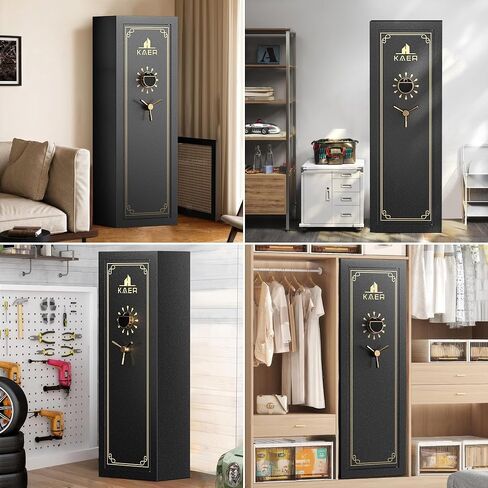 KAER 25 Biometric Gun Safe, Wider and Deeper Fingerprint Gun Safes for Rifle and Pistols, Large Quick Access Heavy-Duty Gun Cabinet for Firearm Ammo with Drawer & Gun Rack, Assembled in Kuwait