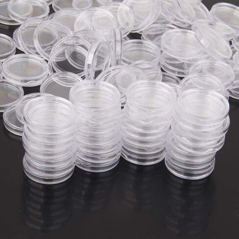 LoveinDIY 100 Pieces 16mm Coin Holder Clear Round Plastic Coin Container Case Collection Supplies in Kuwait