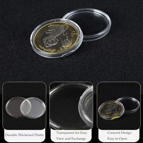LoveinDIY 100 Pieces 16mm Coin Holder Clear Round Plastic Coin Container Case Collection Supplies in Kuwait