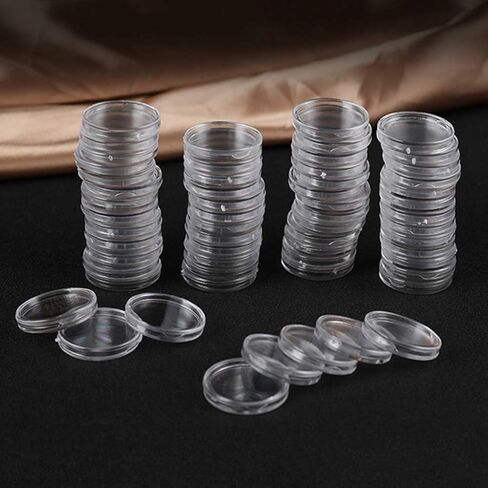 LoveinDIY 100 Pieces 16mm Coin Holder Clear Round Plastic Coin Container Case Collection Supplies in Kuwait