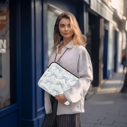 360° Protective 13-14 Inch Laptop Sleeve. Puffy Carrying Case Laptop Cover for MacBook Pro 14 Inch Sleeve, MacBook Air 13 Inch, Notebook Computer Pocket Case Little Blue Bow in Kuwait