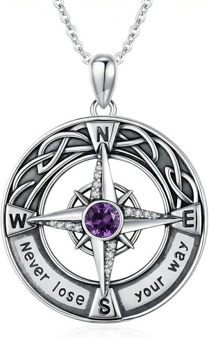 Celtic Knot Compass Necklace for Women, Birthstone Graduation Jewelry Gift for Friend Classmate Graduate Keepsake, Compass Birthstone Jewelry for Her in Kuwait