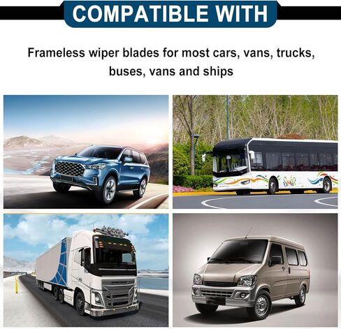 4 Pcs DIY Adjustable Windscreen Wiper Rubber Strips, Windshield Wiper Blades Refills, Frameless Window Boneless Insert Silicone Strips, Universal for Car, SUV, Truck(25.5Inch) in Kuwait