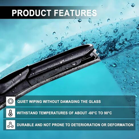 4 Pcs DIY Adjustable Windscreen Wiper Rubber Strips, Windshield Wiper Blades Refills, Frameless Window Boneless Insert Silicone Strips, Universal for Car, SUV, Truck(25.5Inch) in Kuwait