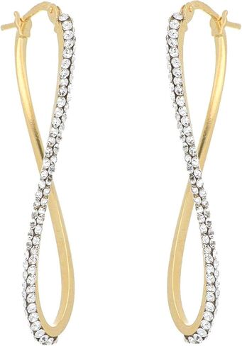 Oval Wave Earrings with White Crystals in Kuwait