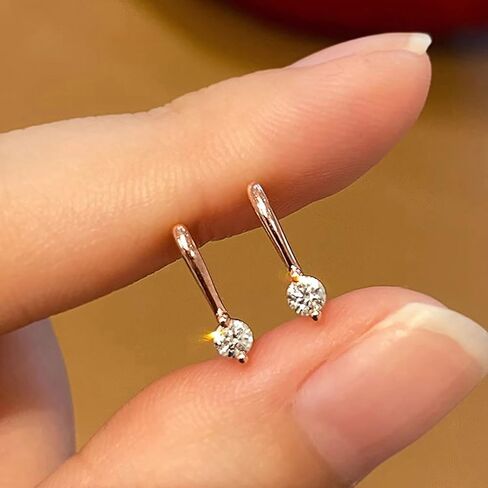 Dainty Rose Gold Color Drop Earrings with Round Cubic Zirconia Chic Accessories for Women in Saudi Arabia