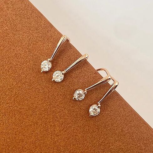 Dainty Rose Gold Color Drop Earrings with Round Cubic Zirconia Chic Accessories for Women in Saudi Arabia